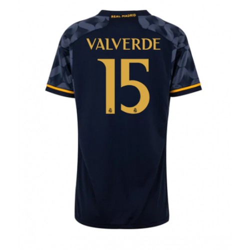 Fotballdrakt Dame Real Madrid Federico Valverde #15 Bortedrakt 2023-24 Kortermet